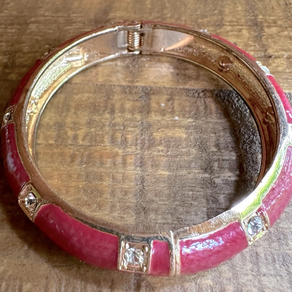 Set of 3 Red, White & Blue Enameled Bangles Hinged Patriotic Clamper Bracelet - Picture 5 of 15